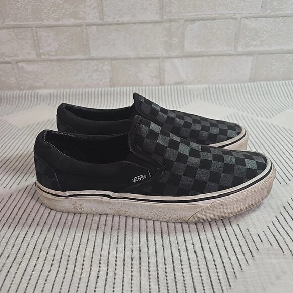 VANS Gray & Black Classic Checkerboard Slip on Sneakers Women's 7.5 Men's 6 - Picture 5 of 12